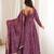 Wine purple bandhej printed anarkali kurta set with heavy mirror embroidery & dupatta