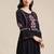 Blue Floral Embroidered Cinched Waist Longline Top