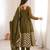Mehendi green heavy embroidered anarkali suit set with pant and dupatta
