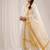 White floral embroidered cotton kurti pant set with yellow border dupatta