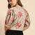 Grey & Pink Floral Printed Puff Sleeves Regular Crop Top