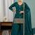 Teal blue embroidery roman silk full stitched sarara plazo