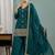 Teal blue embroidery roman silk full stitched sarara plazo