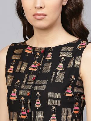 Black & Golden Tribal Crop Top 2