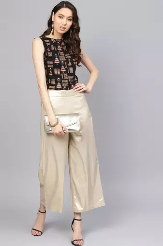 Black & Golden Tribal Crop Top