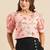 Pink & Yellow Floral Printed Regular Crop Top