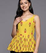 Floral Print Peplum Pure Cotton Top