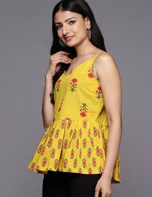 Floral Print Peplum Pure Cotton Top 3