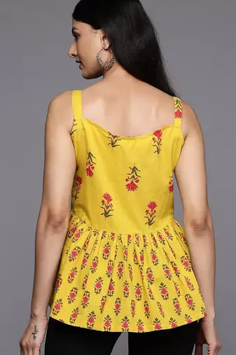 Floral Print Peplum Pure Cotton Top