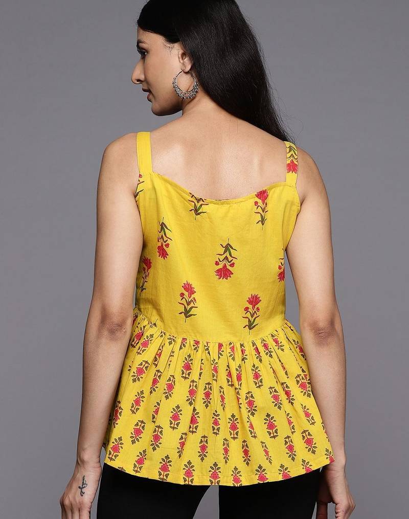 Floral Print Peplum Pure Cotton Top