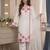 White Color Embroidery Thread Work Satin Rayon Salwar Suit