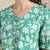 Green Floral Printed Puff Sleeve Cinched Waist Top