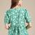Green Floral Printed Puff Sleeve Cinched Waist Top