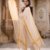 White floral embroidered cotton kurti pant set with yellow border dupatta