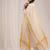 White floral embroidered cotton kurti pant set with yellow border dupatta