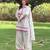 Off white cotton floral printed kurta set with farshi pant and dupatta