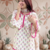 Off white cotton floral printed kurta set with farshi pant and dupatta