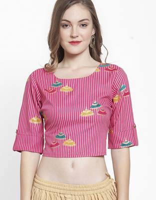 Women Pink Striped Top 1