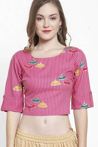 Women Pink Striped Top