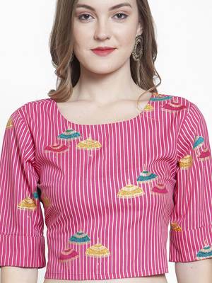 Women Pink Striped Top 2