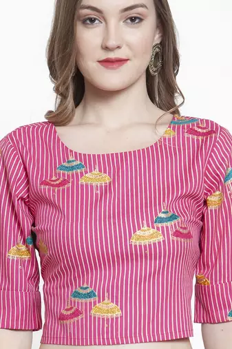 Women Pink Striped Top
