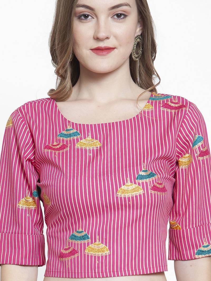 Women Pink Striped Top
