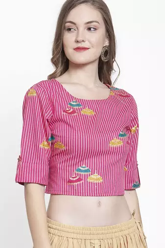 Women Pink Striped Top