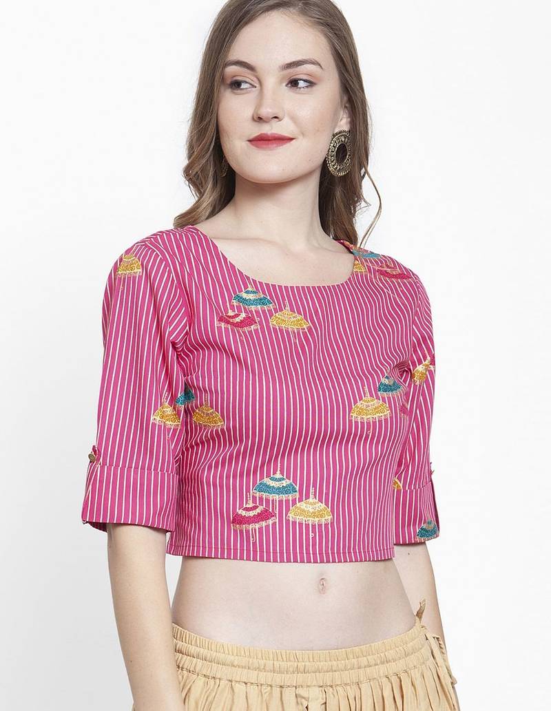 Women Pink Striped Top