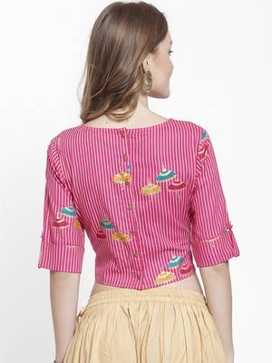 Women Pink Striped Top 4