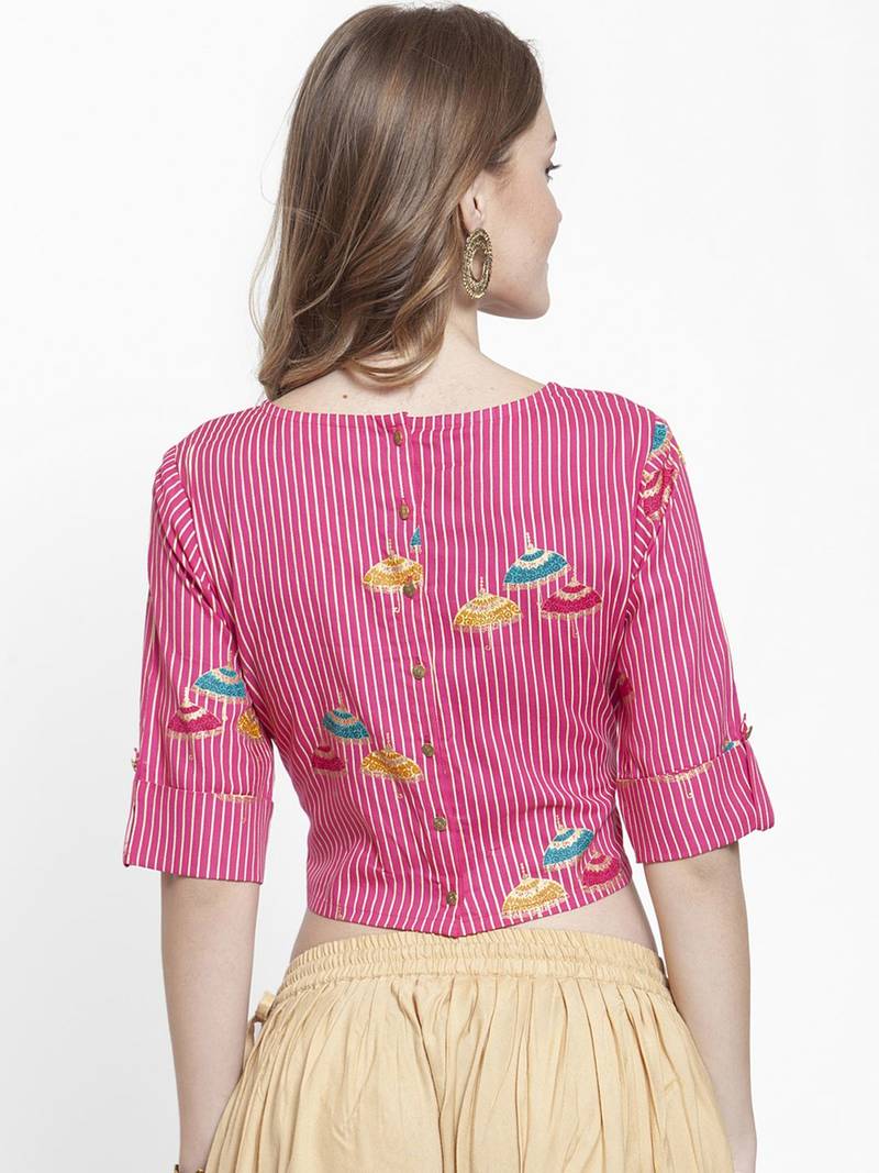 Women Pink Striped Top