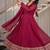 Rani pink embroidery crunchy silk full stitched anarkali suit
