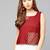 Women Maroon Solid Top with Block Print Detail