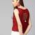 Women Maroon Solid Top with Block Print Detail