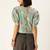 Blue & Pink Floral Puff Sleeved Crop Top