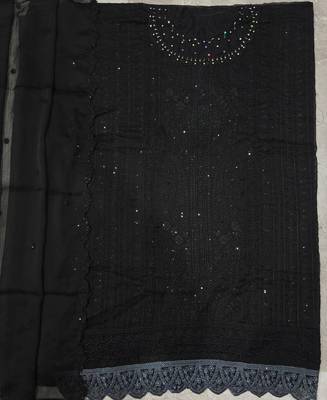latest black pakistani straight suit for women chiffon silk 4