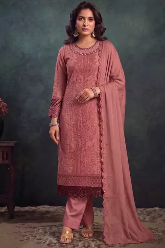 latest pink pakistani straight suit for women chiffon silk