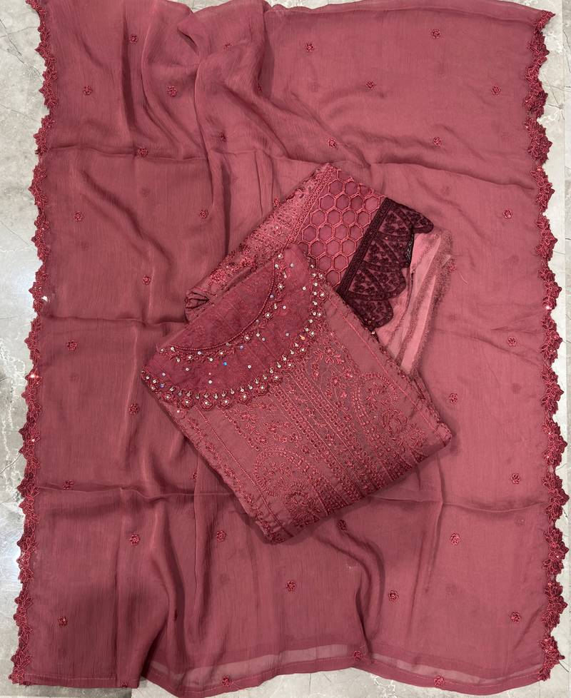 latest pink pakistani straight suit for women chiffon silk