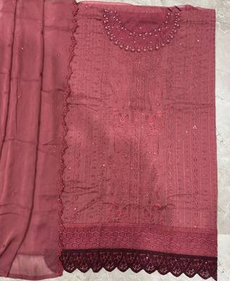 latest pink pakistani straight suit for women chiffon silk 4