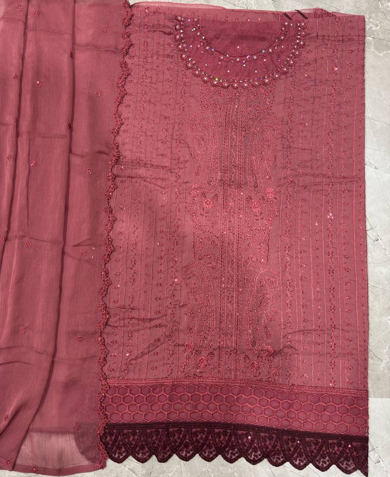 latest pink pakistani straight suit for women chiffon silk