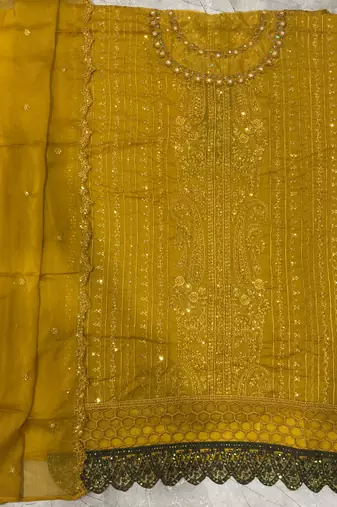 latest yellow pakistani straight suit for women chiffon silk