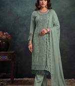 latest sky blue pakistani straight suit for women chiffon silk