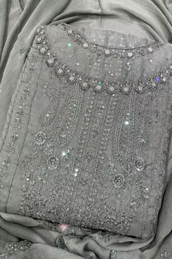 latest sky blue pakistani straight suit for women chiffon silk