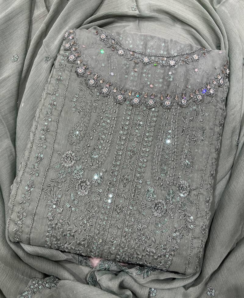 latest sky blue pakistani straight suit for women chiffon silk