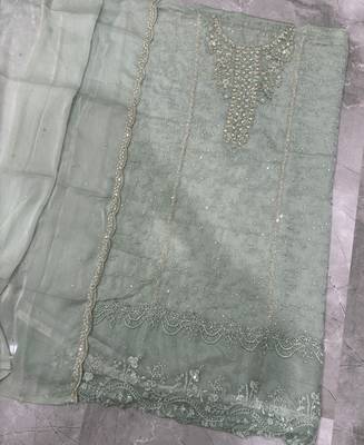 new chiffon suit for women sky blue hand embroidery 4