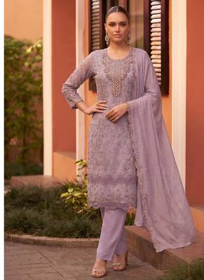 new chiffon suit for women pink hand embroidery 1