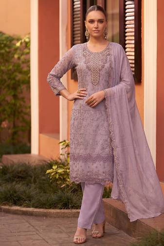 new chiffon suit for women pink hand embroidery