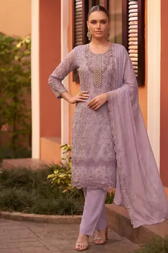 new chiffon suit for women pink hand embroidery