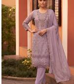 new chiffon suit for women pink hand embroidery