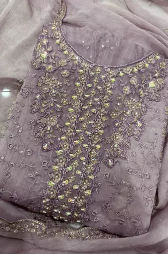 new chiffon suit for women pink hand embroidery