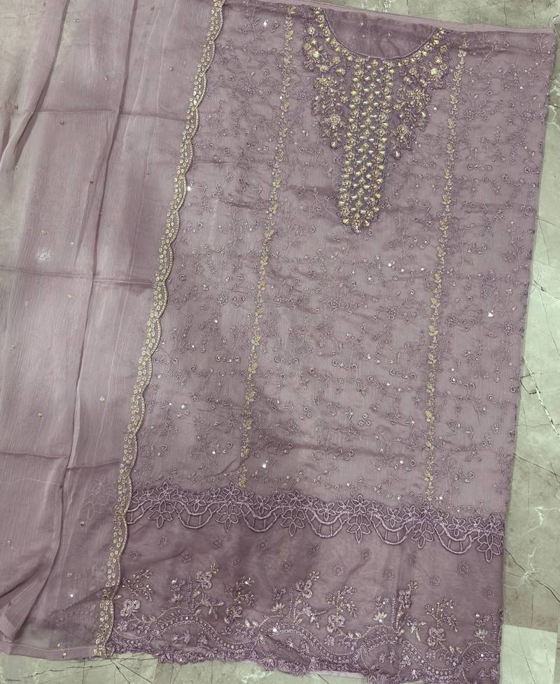 new chiffon suit for women pink hand embroidery
